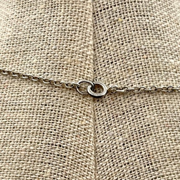 16" HANDBLOWN GLASS PENDANT IN STERLING SILVER WITH LAVENDER AND PALE BLUE GEMS - Picture 6 of 7